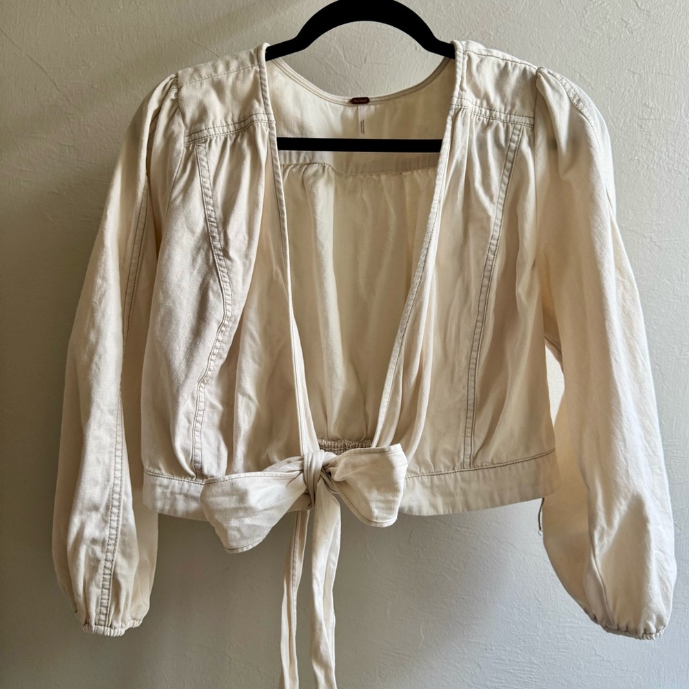 Cream Tie-Front Blouse